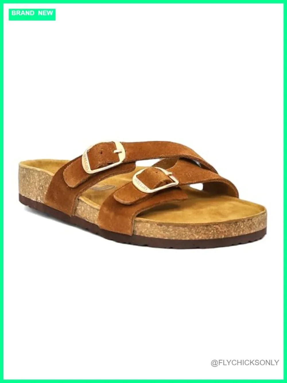 Genuine Leather Cork Footbed Arch Support Slip On Sandals